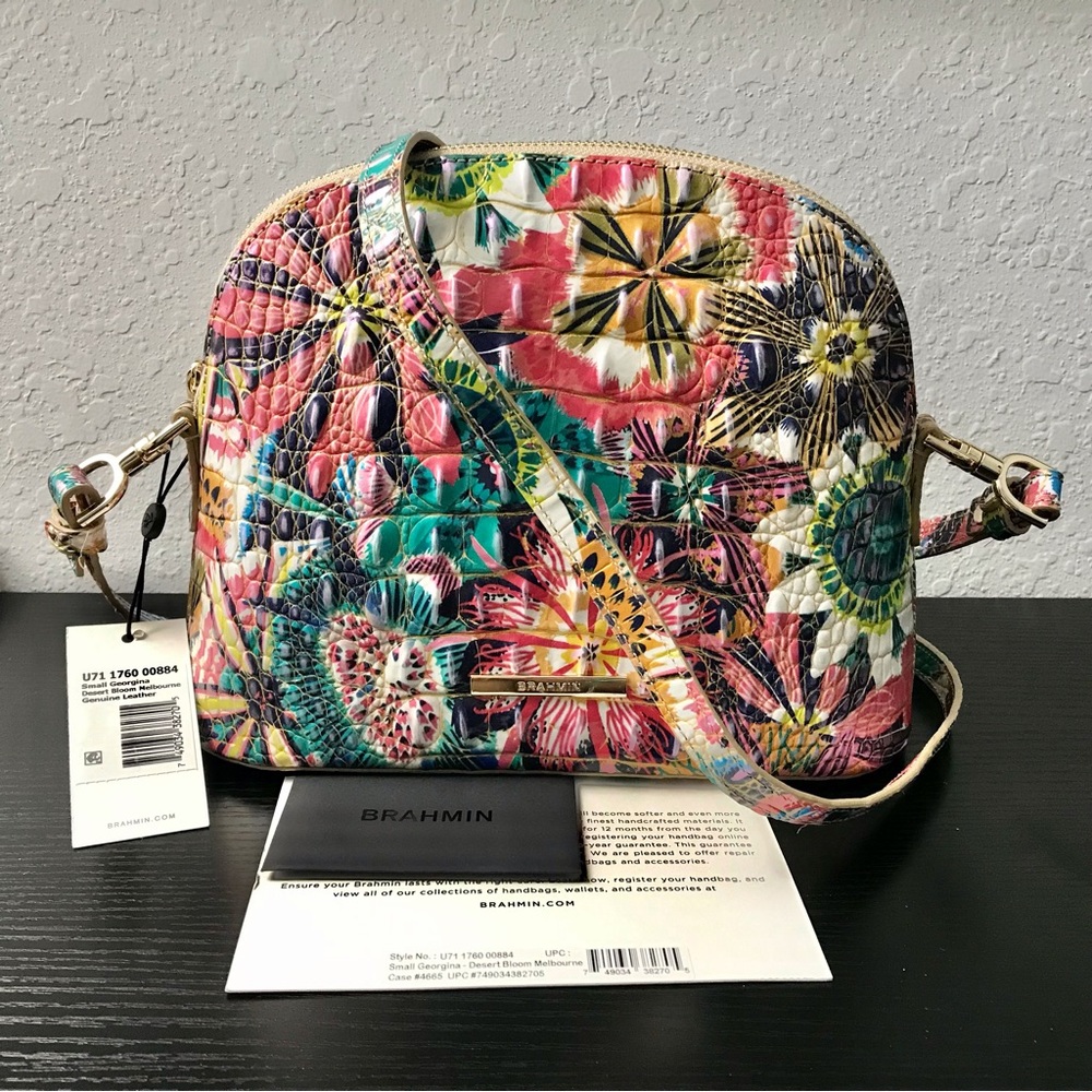 Brahmin DESERT BLOOM MELBOURNE Genuine Leather SMALL GEORGINA Crossbody Purse